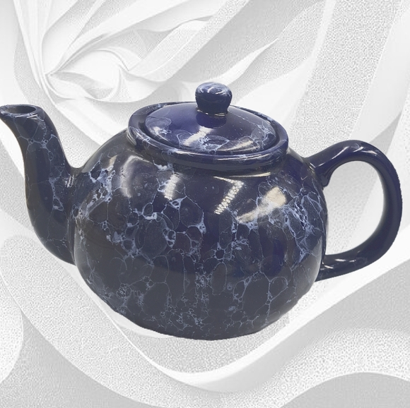 Elegant Blue Marble Teapot - Picture 2 of 9